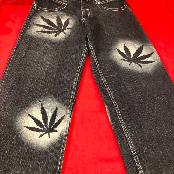 NEW HEMP LEAF BLUE men JEANS straight leg 36X32 - Picture 4 of 8